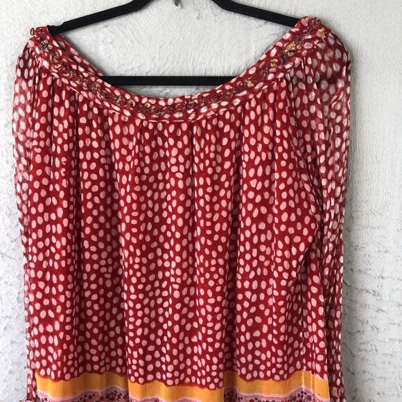 Paul Ropp Dress Womens Size 3 Red White Polka Dot Paisley Boho Rayon Indonesia - Picture 16 of 16